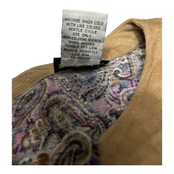 BonWorth XS Petite Boho Paisley Top Multicolor Suede Trim Blouse 3/4 Sleeve NWT - Picture 9 of 10